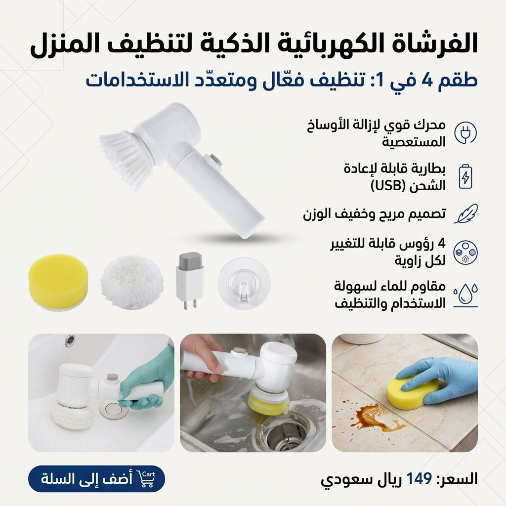 فرشاة التنظيف الكهربائية العجيبة (5 في 1)